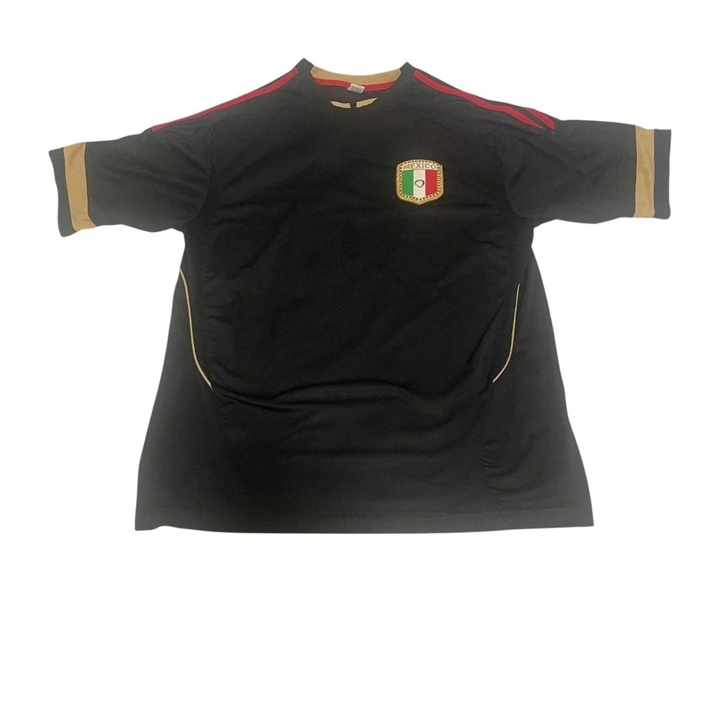 Mexico Soccer Jersey‎ GOOL Futbol Tee Black Gold Red Crest Mens